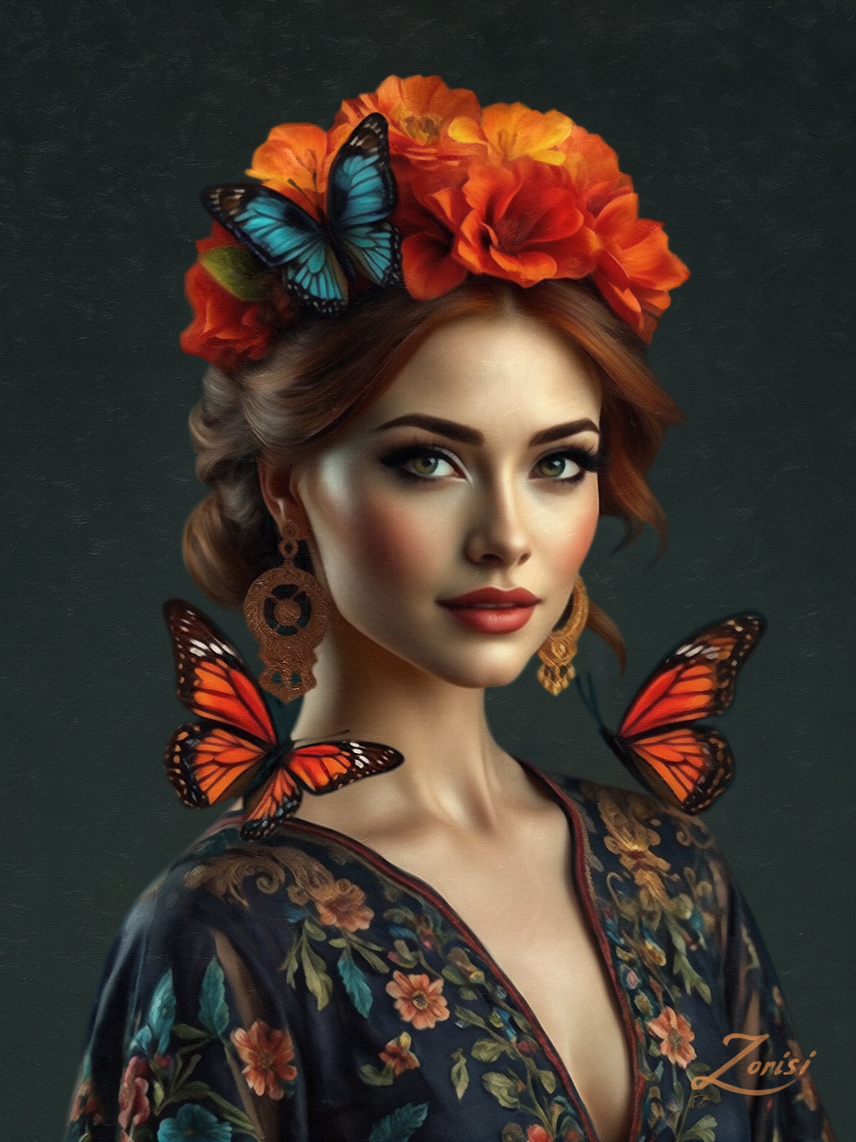 Image of "Dressed for Sunrise” a hand-painted oil painting on canvas by Zorisi, reproduced as a limited edition fine art print